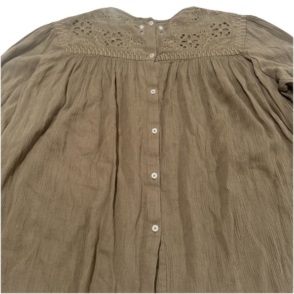 Abercrombie & Fitch Women's Small Olive Green Embroidered Gauze Boho Blouse‎ - Picture 5 of 6